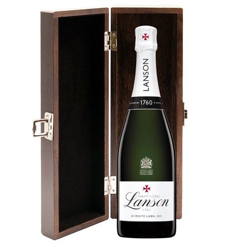 Lanson Le White Label Sec Champagne 75cl in Elm Wood Gift Box